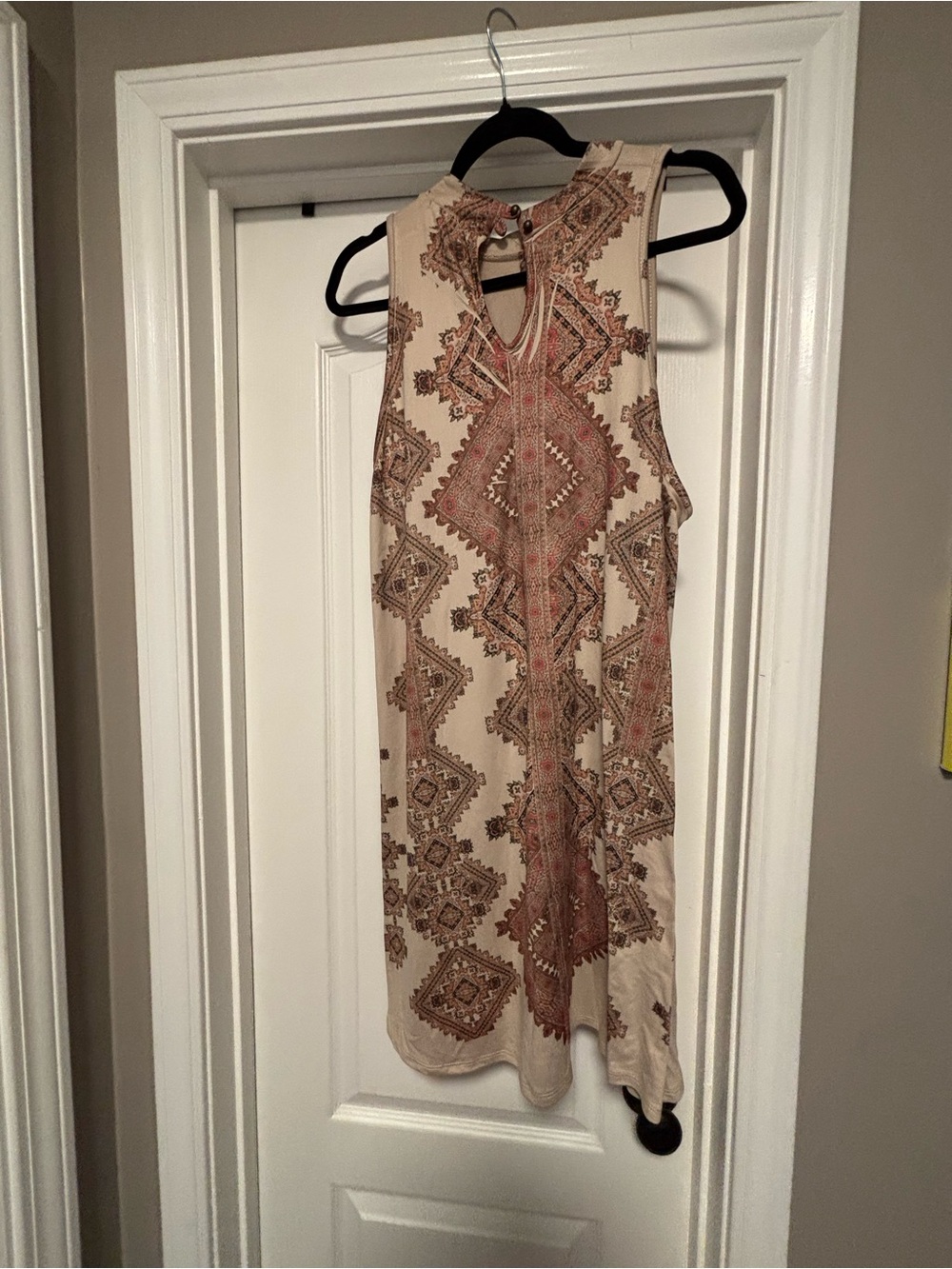 Altar’d State Boho Print Sz L Sleeveless Cream Dress
